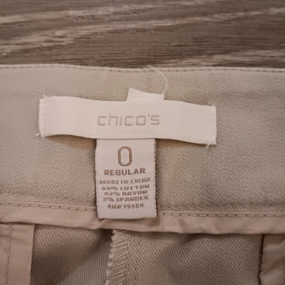 Chico slack cream pants. Side zipper. Size 0 Regular - Picture 3 of 6